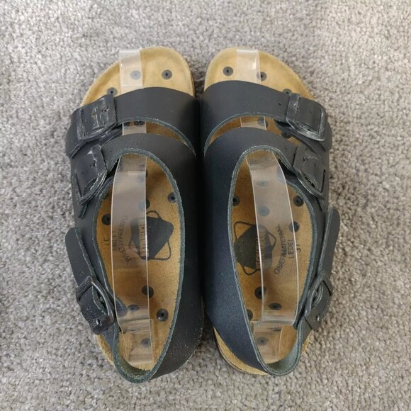 Neckermann Sandals Womens Size 37 EU Shoes Slip On Buckle Strap Black Leather - Picture 8 of 10